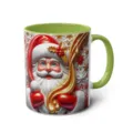 Christmas 3D Santa Claus ceramic coffee mug featuring green handle and festive holiday design. - 46