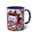 3D Cute White Kitten Ceramic Mug with Blue Handle, Creative Animal Coffee Cup for Office - 301-400ml / Style 46