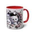 3D cute white kitten ceramic mug with red handle, creative office coffee cup, perfect gift. - 301-400ml / Style 49