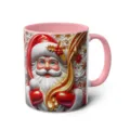 Christmas Santa Claus Ceramic Mug Pink Handle Coffee Cup Holiday Gift Office Drinkware - 49