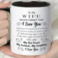 Tasse à café en céramique avec message d'amour romantique pour épouse, tasse de thé élégante. - 301-400ml / 6