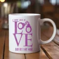 White ceramic coffee mug detail, romantic quote print cup for office and home use daily. - Handcuff Slogan Style