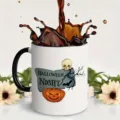 Taza de café de Halloween con asa negra, taza de cerámica con diseño espeluznante de calavera. - Estilo 10