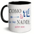 Tasse à café en céramique avec poignée noire et impression de texte espagnol inspirant pour le bureau. - 301-400ml / 7