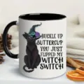 Taza de cafe de ceramica con diseño de gato bruja, ideal para la oficina y uso diario. - Estilo 8