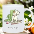 Tasse à café en céramique avec illustration de chien terrier, tasse de bureau blanche. - 301-400ml / Style Bottes de Pluie pour Chien