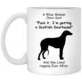 Vista detallada de taza de cerámica blanca con silueta de perro y frase divertida. - 301-400ml / Estilo 9