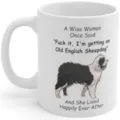 Taza de cafe de ceramica blanca con ilustracion de perro pastor y texto divertido impreso. - Estilo 7 (Perro Ovejero)