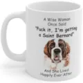 Detailed view of the white ceramic coffee mug featuring funny dog text and watercolor art. - Style 9