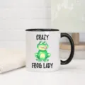 Keramik Kaffeetasse mit lustigem Frosch Motiv und schwarzem Henkel, ideal für das Büro. - Stil 3