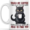Taza café gato negro enojado gracioso taza cerámica con frase regalo para amantes gatos - Estilo 4