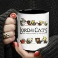 Detailansicht der niedlichen Katzen-Fantasy-Tasse, schwarz-weißes Design, 11oz Kaffeetasse. - 5