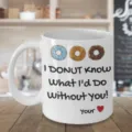 Tazza da caffè in ceramica con stampa di ciambella e frase divertente, ideale per casa e ufficio. - A9-3