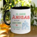 Nahaufnahme der Keramiktasse mit Freundschaftsmotiv und Spruch, perfektes Geschenk für alle. - Stil 7