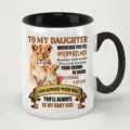 Personalisierte Löwe Tochter Keramik Kaffeetasse mit inspirierendem Spruch für Büro und Geschenk - Stil 8