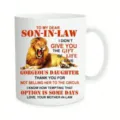 Lustige Kaffeetasse mit Löwen Motiv und Spruch Keramik Becher Geschenk für Schwiegersohn - Stil 9 (Löwen Zitat)