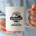 White ceramic coffee mug with dinosaur print, novelty funny gift cup for daily office tea. - Style 11