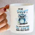 Cute owl ceramic coffee mug detail, funny quote print, comfortable handle white cup - Style 17