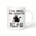 Taza de cerámica con gato negro gracioso y cuchillo, regalo original y divertido para amantes de gatos. - Estilo 22