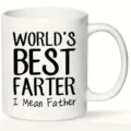 Close-up view of the funny printed ceramic coffee mug showing humorous quote text detail. - Style 19