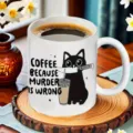 Keramik Kaffeetasse weisse Katze lustiger Spruch Tasse 11oz Neuheit Geschenk fuer Kaffeefreunde - 301-400ml / Buchstabe H