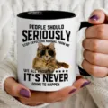 Custom ceramic coffee mug with funny cat graphic and quote, white and black design, 11oz gift - 11OZ / Style 2