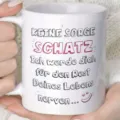 Taza de cafe de ceramica blanca con impresion de texto aleman divertido y practico. - Estilo 10