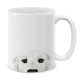 Tasse à café en céramique blanche avec détail d'illustration de chien mignon, idéal bureau. - Style Petit Chien Blanc
