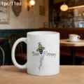 Weißer Keramik Kaffeetasse 11oz mit süßem Biene Motiv und fröhlichem Spruch für den Alltag - 301-400ml / L
