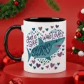 Ceramic coffee mug with cute shark print, black handle and interior, perfect holiday gift. - 11OZ / Style 5