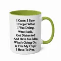 Keramik Kaffeetasse Detail, grüne Innenseite und Henkel, lustiges Zitat bedruckt. - 11OZ / Grün und Weiß