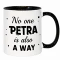 Ceramic coffee mug with black handle and custom text design, ideal for office and home use. - 11OZ / Black and White Patchwork