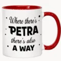 Ceramic coffee mug with custom German quote text, red handle and inner, office home drinkware. - 11OZ / Red and White