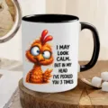Ceramic Coffee Mug with Black Handle Funny Chicken Quote Print Office Gift Cup Variant - 11OZ / Style 7