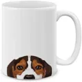 Tazza da caffè in ceramica bianca con simpatico cane beagle, ideale per ufficio e utilizzo. - Stile Beagle
