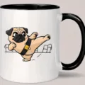 Ceramic pug karate coffee mug with black handle, funny novelty gift cup for office. - 11OZ / Pug Karate Style