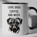 Ceramic coffee mug with black handle and pug dog graphic design for daily use and gifting - 11OZ / Pug Coffee Style