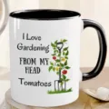 Ceramic coffee mug with funny gardening quote print, two-tone black and white design. - 11OZ / Gardening Tomato Illustration
