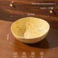 Bol à salade en céramique moucheté jaune, bol à soupe et dessert déconstruit 8 pouces, capacité 1200ml. - Bol Déconstruit de 8.25 Pouces / Jaune