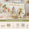 Hochzeit Keramik Geschirr Set Geschenkbox mit Schalen, Tellern und Champagnergläsern. - Champagnerglas 8-teiliges Geschenkbox-Set