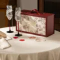 Ensemble de flûtes à champagne de mariage avec coffret cadeau, décor papillon strass cadeaux. - Verre à Champagne Diamant Argent (Boîte Cadeau)