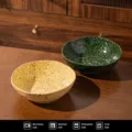 Lot de 2 bols à salade en céramique de 8 pouces, vert et jaune, design éclaboussures 1200ml. - Lot de 2 Bols Déconstruits 8.25 Pouces / Jaune + Vert