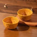 Lot de deux bols en céramique orange avec éclaboussures de couleur, design irrégulier. - Bol Irrégulier de 4.5 Pouces / Lot de 2 / Orange