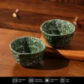 Lot de 2 bols en céramique verte 4,5 pouces bols à riz dessert salade mouchetés cuisine vaisselle - Bol Irrégulier de 4.5 Pouces / Lot de 2 / Vert
