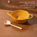 Ciotola doppia in ceramica maculata arancione con cucchiaio, stoviglie creative da 6 pollici. - Ciotola per Zuppa con Cucchiaio - Arancione - 1 Pezzo