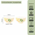 Ensemble bols en céramique 4.5 pouces motif lotus bol à riz vaisselle cuisine 2 pcs - 4,5 Pouces / Campsis / Lot de 2