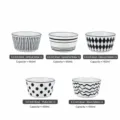Lot de 5 bols en céramique avec motifs géométriques noir et blanc, vaisselle de 4,5 pouces. - Géométrique / 5 Pièces Mixtes / Géométrique Mixte