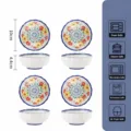 Bohemian ceramic bowl set 4-piece 4 inch decorative floral pattern kitchen tableware - 4 Inch Dish 4-Pack