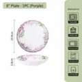 Assiette en céramique lotus de 8 pouces, design floral violet, micro-ondes et four compatibles. - 8 Pouces Paquet Unique / 8 Pouces Violette