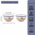 Bohemian ceramic bowl set of 2, 4.5 inch floral pattern soup bowl for home kitchen. - 4.5 Inch Bowl 2-Pack